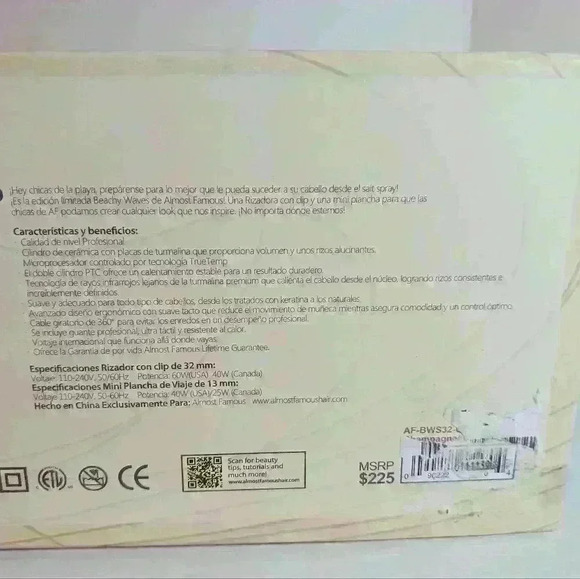 ALMOST FAMOUS Beach Wave Babe 2-Piece Set Curling Wand & Mini Iron New In Box - Picture 6 of 7